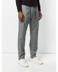 Pantalon de jogging en laine à carreaux gris Eleventy