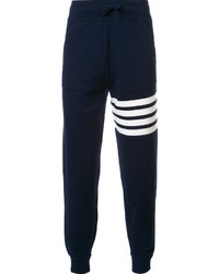 Pantalon de jogging en laine à rayures horizontales bleu marine Thom Browne
