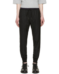 Pantalon de jogging en laine à rayures verticales noir Juun.J