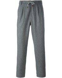 Pantalon de jogging en laine gris foncé Brunello Cucinelli