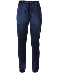 Pantalon de jogging en soie bleu marine Matthew Williamson