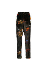 Pantalon de jogging en velours à fleurs noir