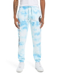 Pantalon de jogging imprimé tie-dye bleu clair