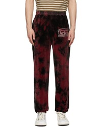 Pantalon de jogging imprimé tie-dye bordeaux