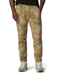 Pantalon de jogging imprimé tie-dye marron clair