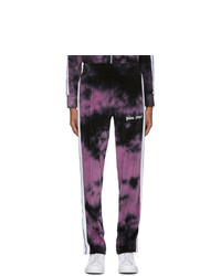 Pantalon de jogging imprimé tie-dye pourpre foncé