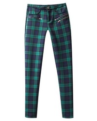 Pantalon écossais bleu marine et vert