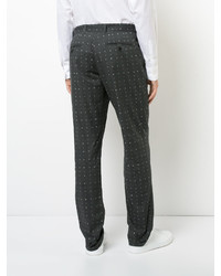 Pantalon en coton imprimé gris foncé Ann Demeulemeester