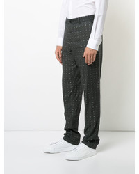 Pantalon en coton imprimé gris foncé Ann Demeulemeester