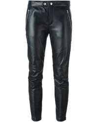Pantalon en cuir noir Saint Laurent