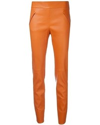 Pantalon en cuir orange
