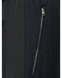Pantalon en laine à rayures verticales bleu marine Tim Coppens