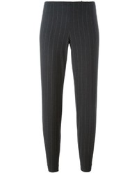 Pantalon en laine à rayures verticales gris foncé Brunello Cucinelli