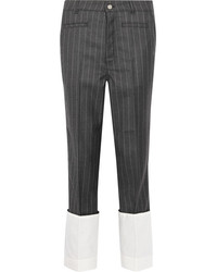 Pantalon en laine à rayures verticales gris foncé Loewe