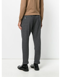 Pantalon en laine à rayures verticales gris foncé Eleventy