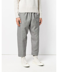 Pantalon en laine à rayures verticales gris UMIT BENAN