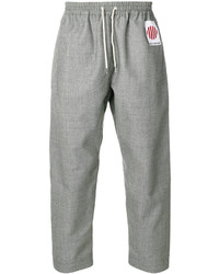 Pantalon en laine à rayures verticales gris UMIT BENAN
