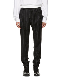 Pantalon en laine à rayures verticales noir