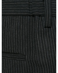 Pantalon en laine à rayures verticales noir Issey Miyake