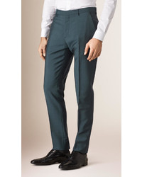 Pantalon en laine bleu canard