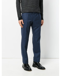 Pantalon en laine bleu marine Hugo Boss