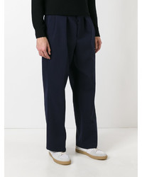 Pantalon en laine bleu marine AMI Alexandre Mattiussi