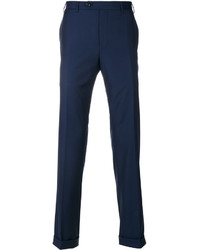 Pantalon en laine bleu marine Canali