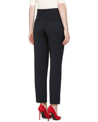 Pantalon en laine bleu marine Nina Ricci