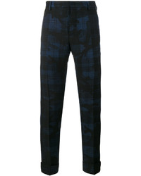Pantalon en laine camouflage bleu marine Valentino
