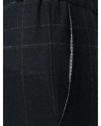 Pantalon en laine écossais bleu marine Stephan Schneider