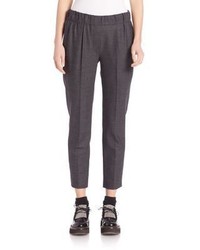 Pantalon en laine écossais gris foncé