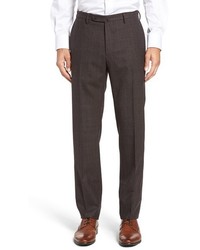 Pantalon en laine écossais marron foncé