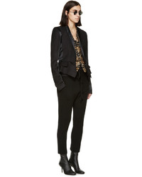 Pantalon en laine en tricot noir Haider Ackermann