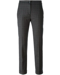 Pantalon en laine imprimé gris foncé
