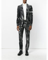 Pantalon en laine imprimé noir Alexander McQueen