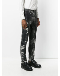Pantalon en laine imprimé noir Alexander McQueen