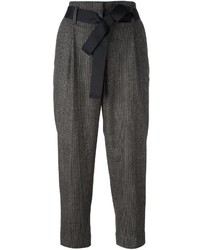 Pantalon en laine marron Brunello Cucinelli