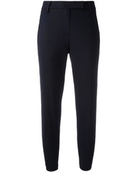 Pantalon en laine orné bleu marine