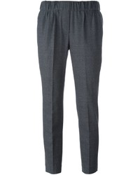 Pantalon en laine plissé gris foncé Brunello Cucinelli