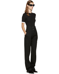 Pantalon en laine plissé noir Victoria Beckham