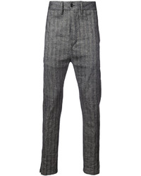 Pantalon en lin à rayures verticales gris foncé Ann Demeulemeester