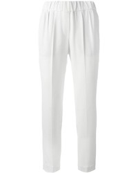Pantalon en soie blanc Brunello Cucinelli