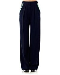 Pantalon en soie bleu marine