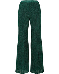Pantalon en soie en tricot vert foncé Missoni