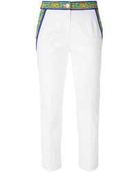 Pantalon en soie imprimé blanc Dolce & Gabbana