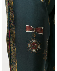 Pantalon en soie imprimé bleu marine Dolce & Gabbana