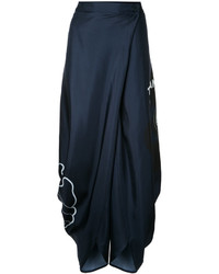Pantalon en soie imprimé bleu marine Stella McCartney