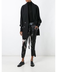 Pantalon en soie imprimé noir Ann Demeulemeester