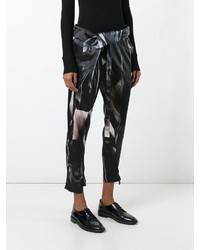 Pantalon en soie imprimé noir Ann Demeulemeester