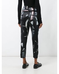 Pantalon en soie imprimé noir Ann Demeulemeester